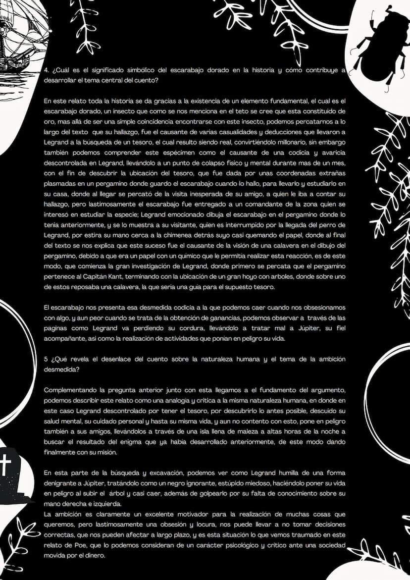 EDGAR ALLANT
POE
1. ¿Cómo se relaciona el cuervo con la idea de la muerte en el poema?
El cuervo en este poema es el tema central del mismo.