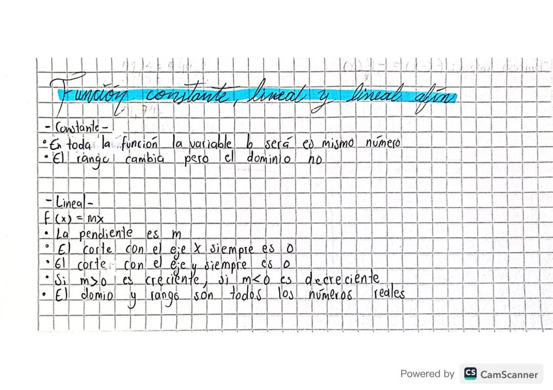 Función constante, lineal y lineal afín