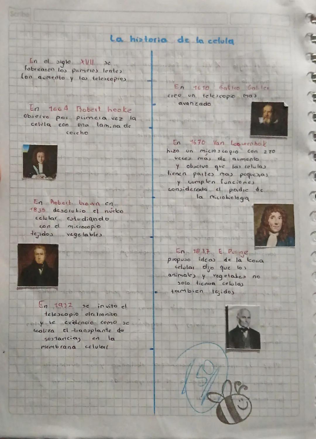 Scribe

# La historia de la celula

১০

*   En el siglo XVI
fabricaron los primeros lentes
Lon aumento y los telescopιος

*   En 1664 Bobert