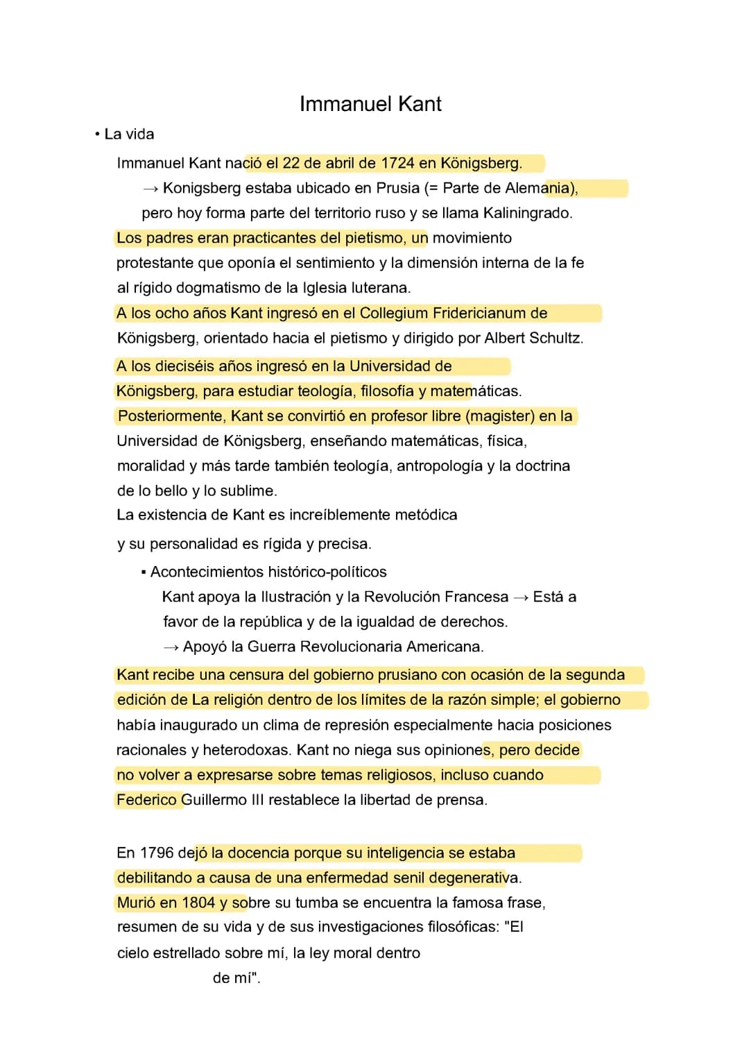 Biografía de Immanuel Kant
