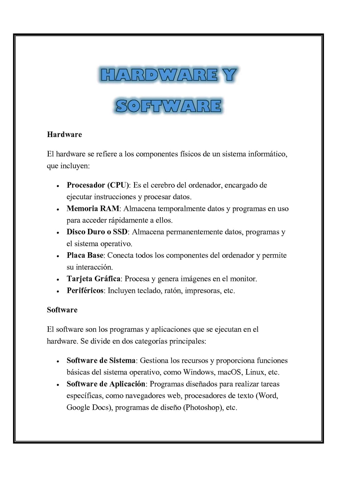 HARDWARE Y SOFTWARE