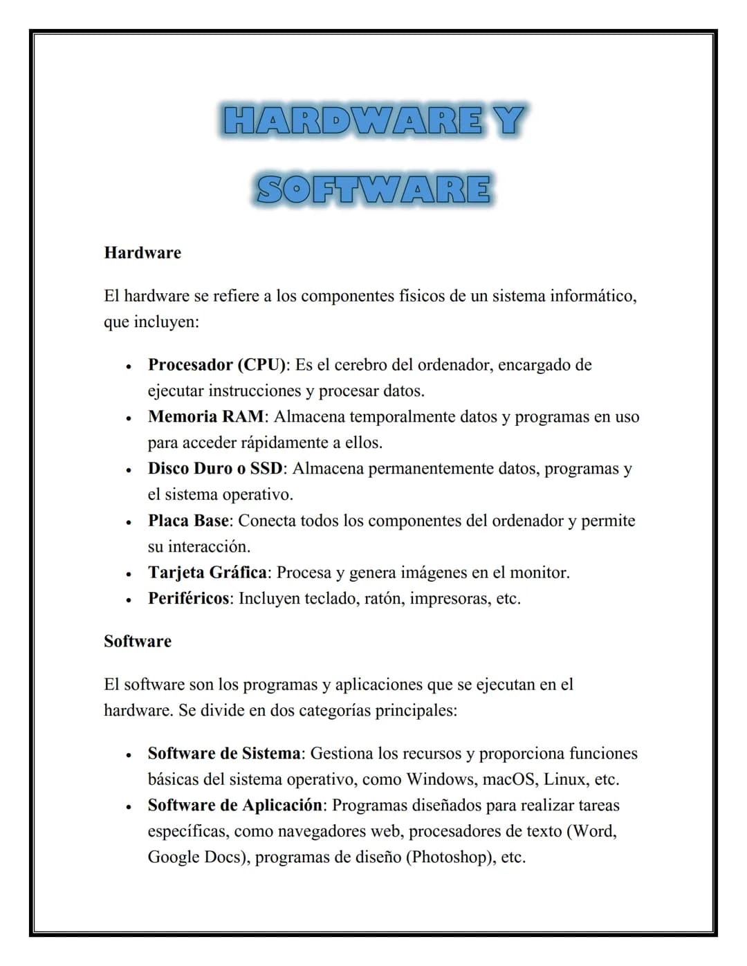 HARDWARE Y SOFTWARE
