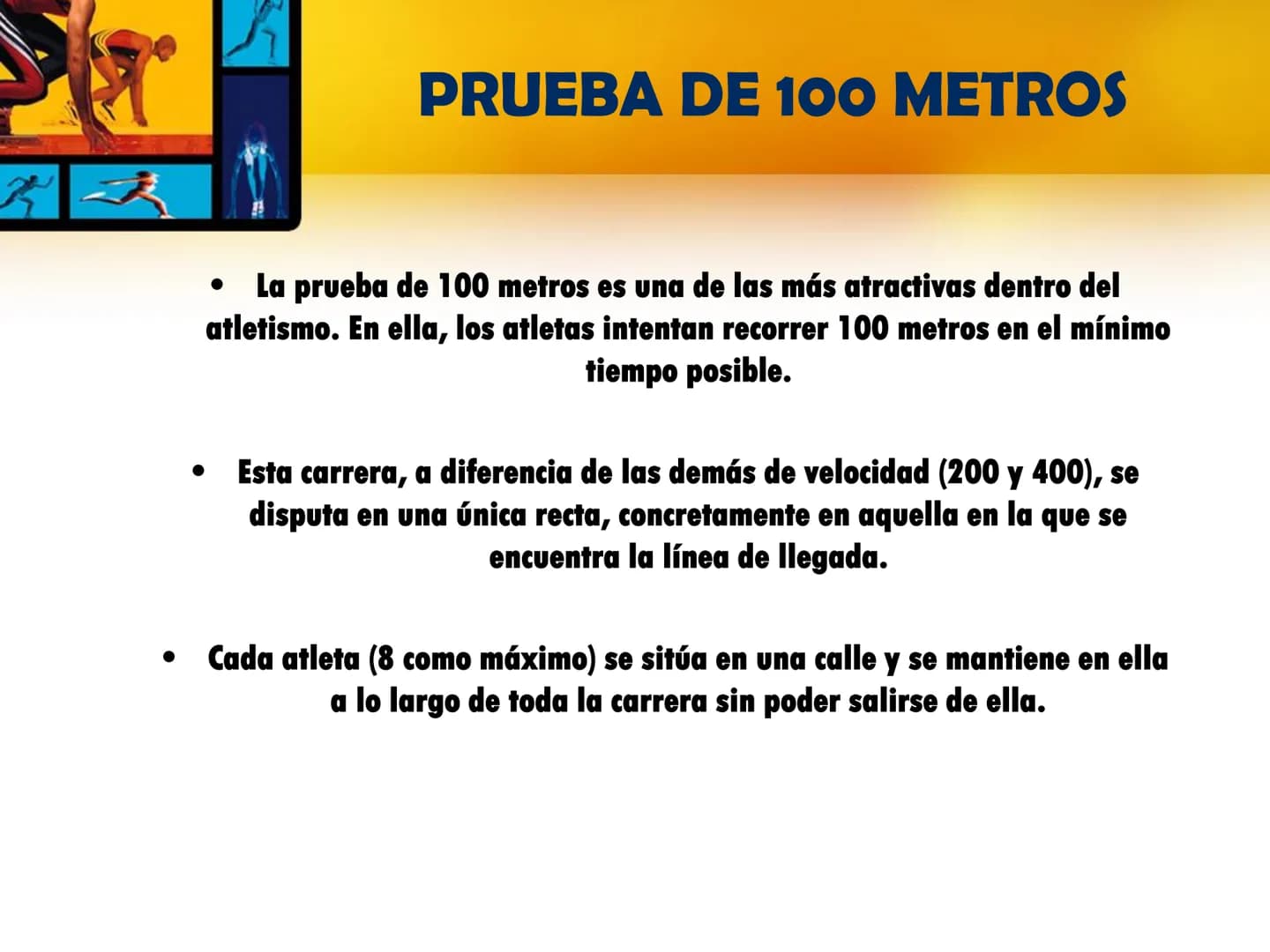 $ 5
✓ ATLETISMO •
Es considerado el deporte organizado más antiguo del mundo.
Abarca numerosas disciplinas agrupadas en carreras, saltos,
la