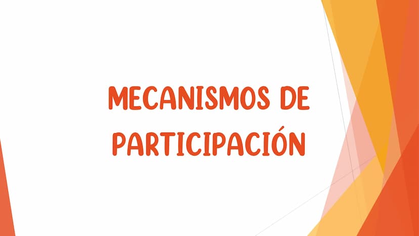 MECANISMOS DE
PARTICIPACIÓN Mecanismos
de
¿Quién lo
convoca?
¿Quiénes
participan?
¿En qué consiste?
¿En qué entidades se
aplica?
¿Qué lo
reg