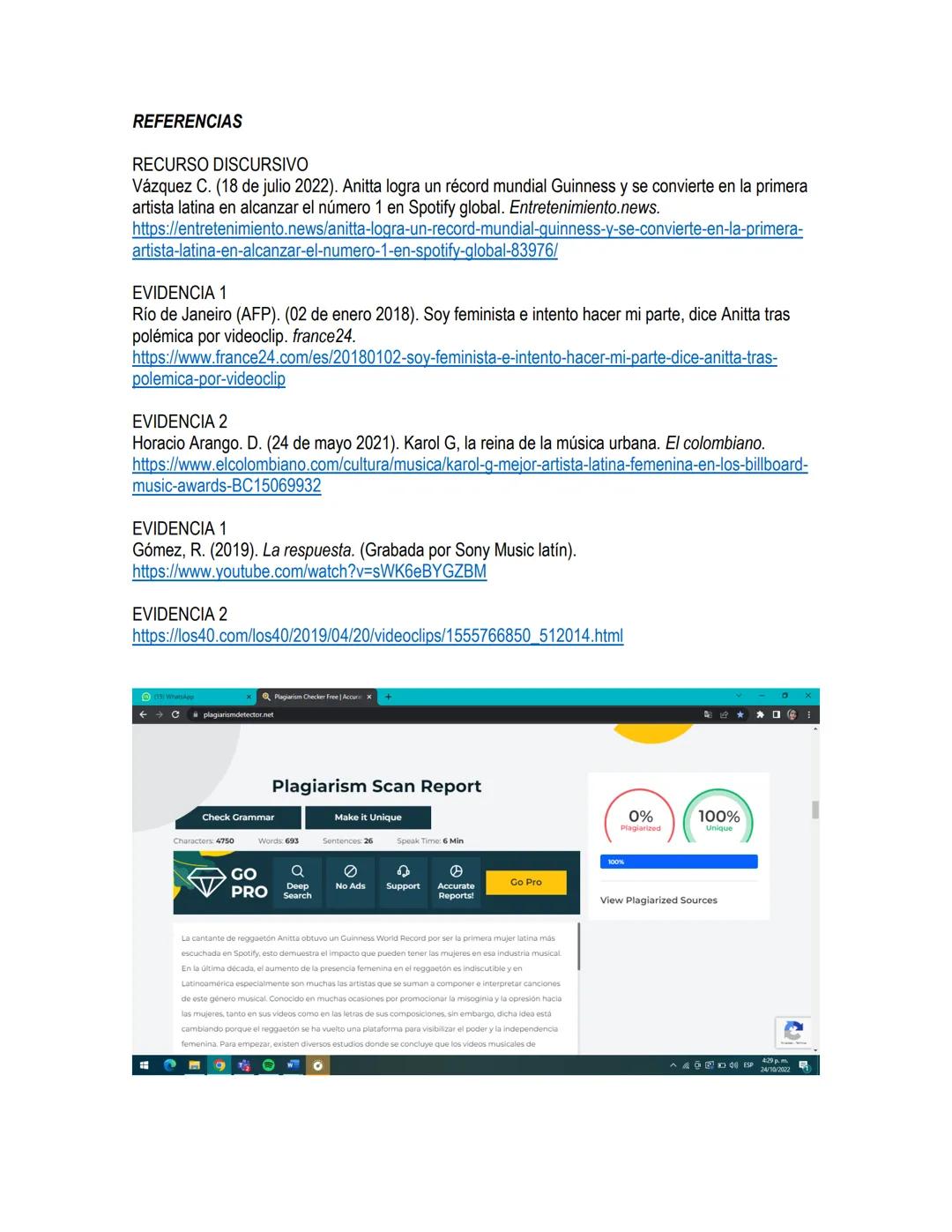 # EL REGGAETÓN FEMINISTA ES CADA VEZ MÁS FUERTE
Por Sofía Hernández Rodríguez

La cantante de reggaetón Anitta obtuvo un Guinness World Reco