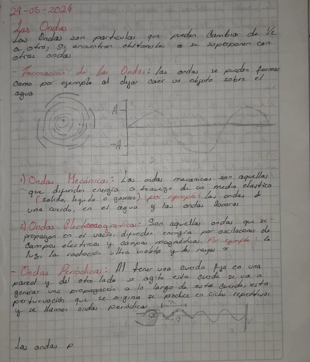 29-05-2024

Las Ondas
Las Ondas son particulas que pueden cambiar de $1/2$
a otro, Si encuntran obstanslos o se supesponen con
otras ondas

