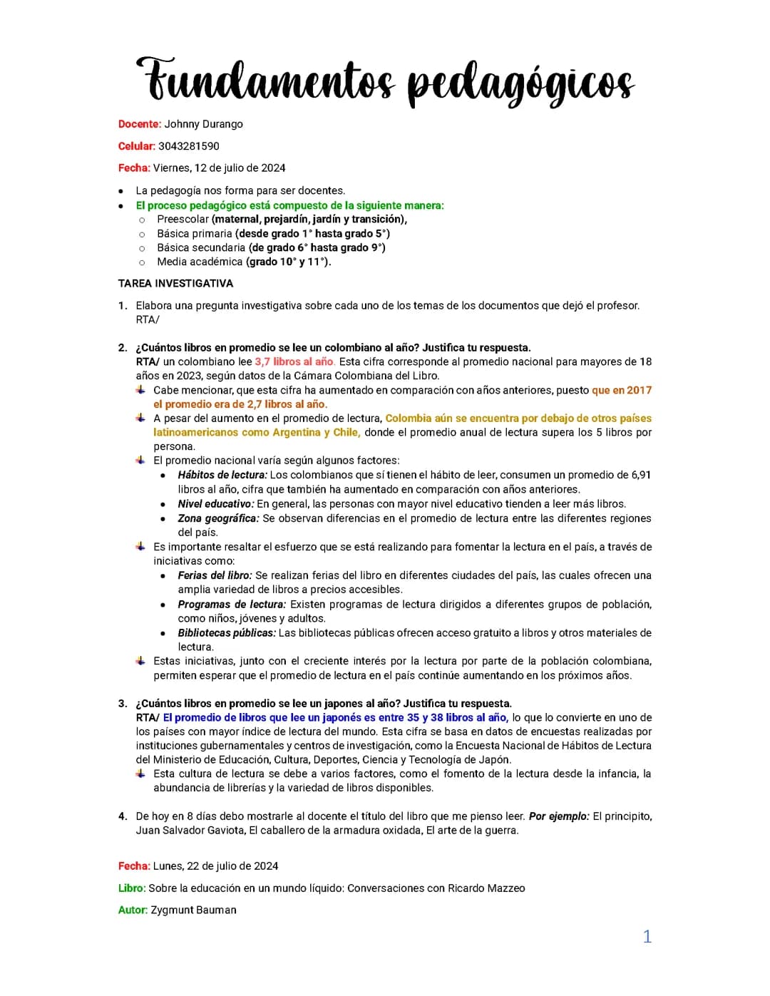 Apuntes de Fundamentos Pedagógicos