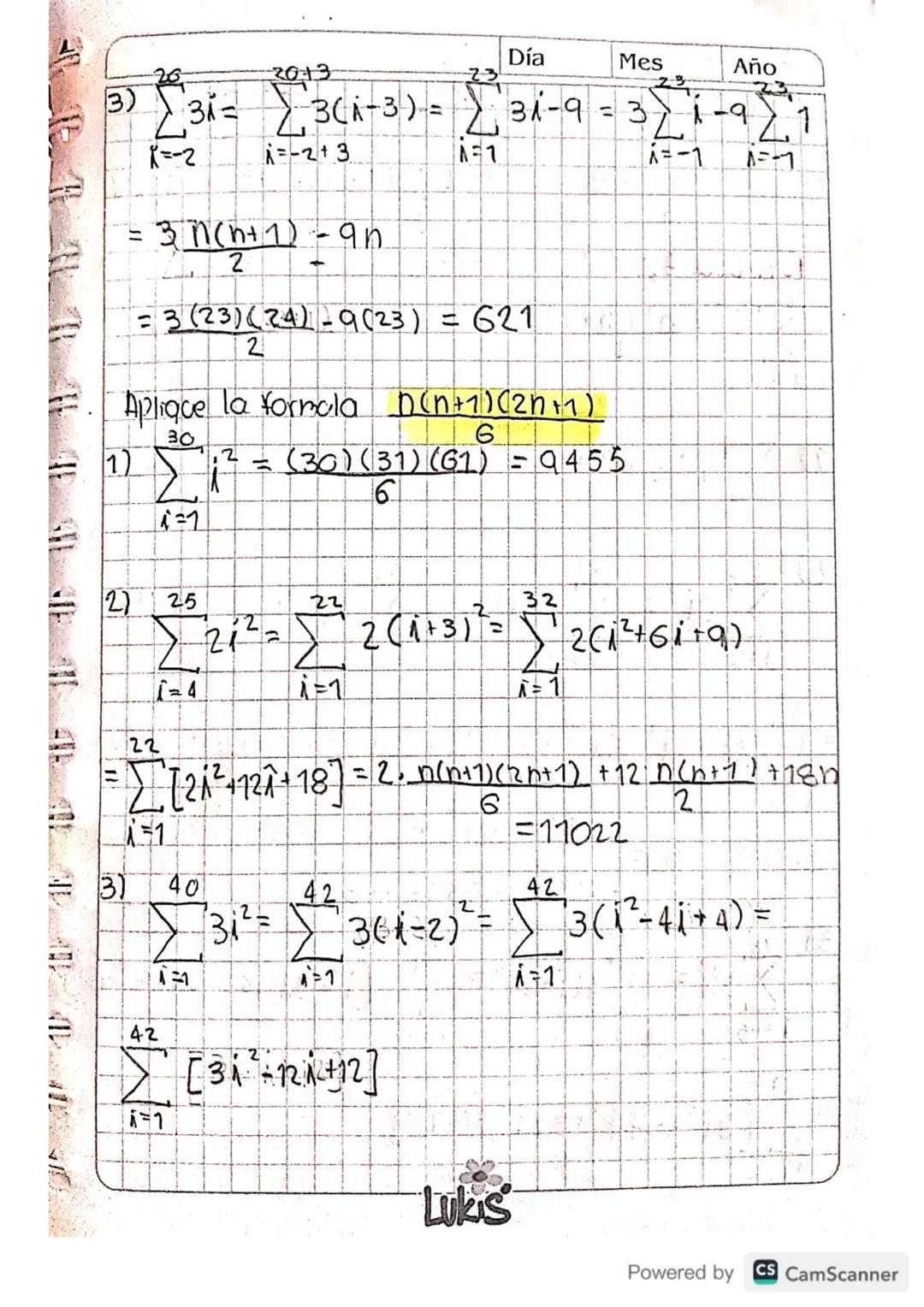 ID TD TTD TT
9
Día
Mes
Año
-X. YB-Y. Y₁ = (X-1) m (m=xt+Y")
•Clase 4
28/08/2023.
•Sumatoria"
Calculo II: Suma enesima
de una serie.
Definici