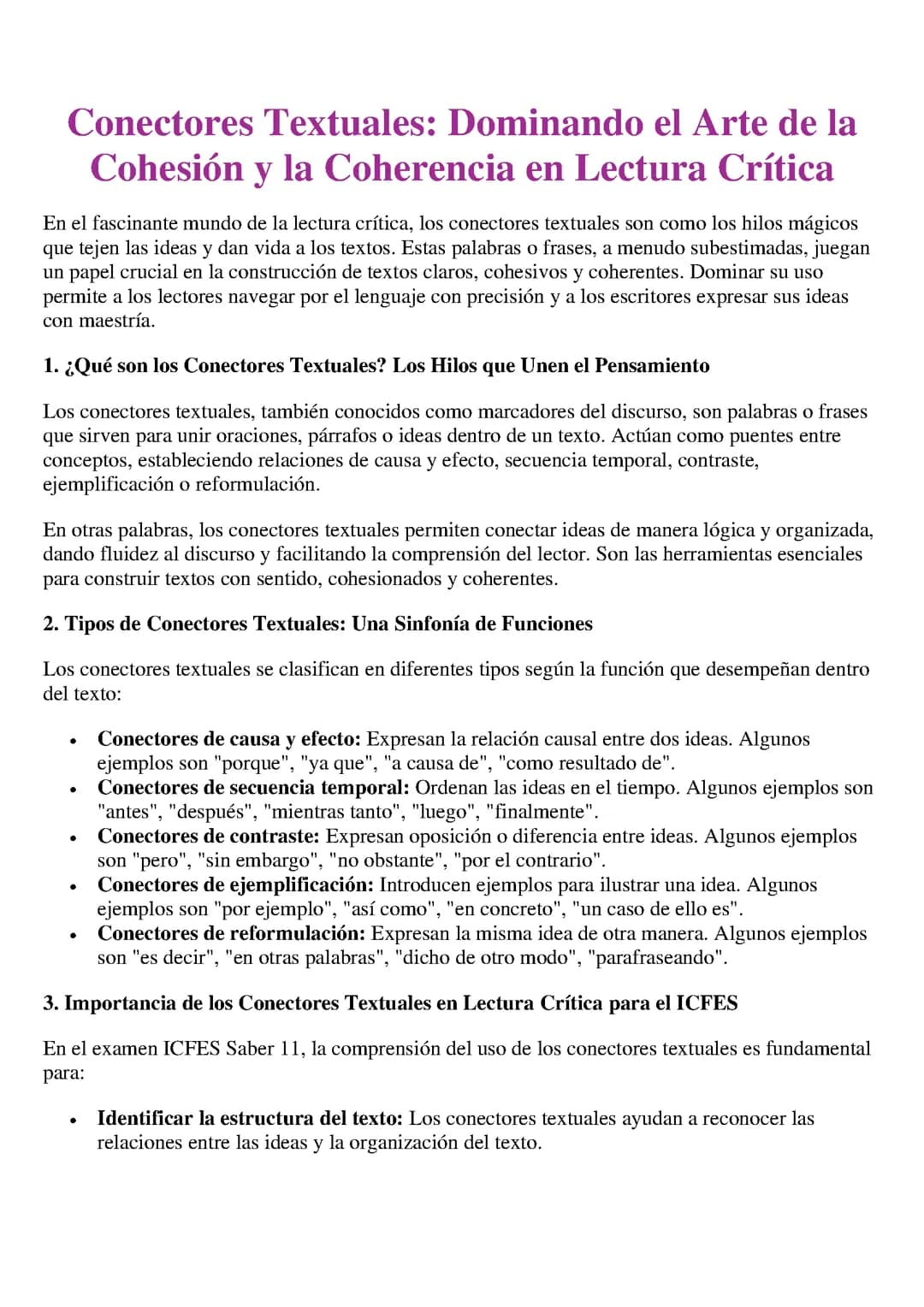 LOS CONECTORES TEXTUALES