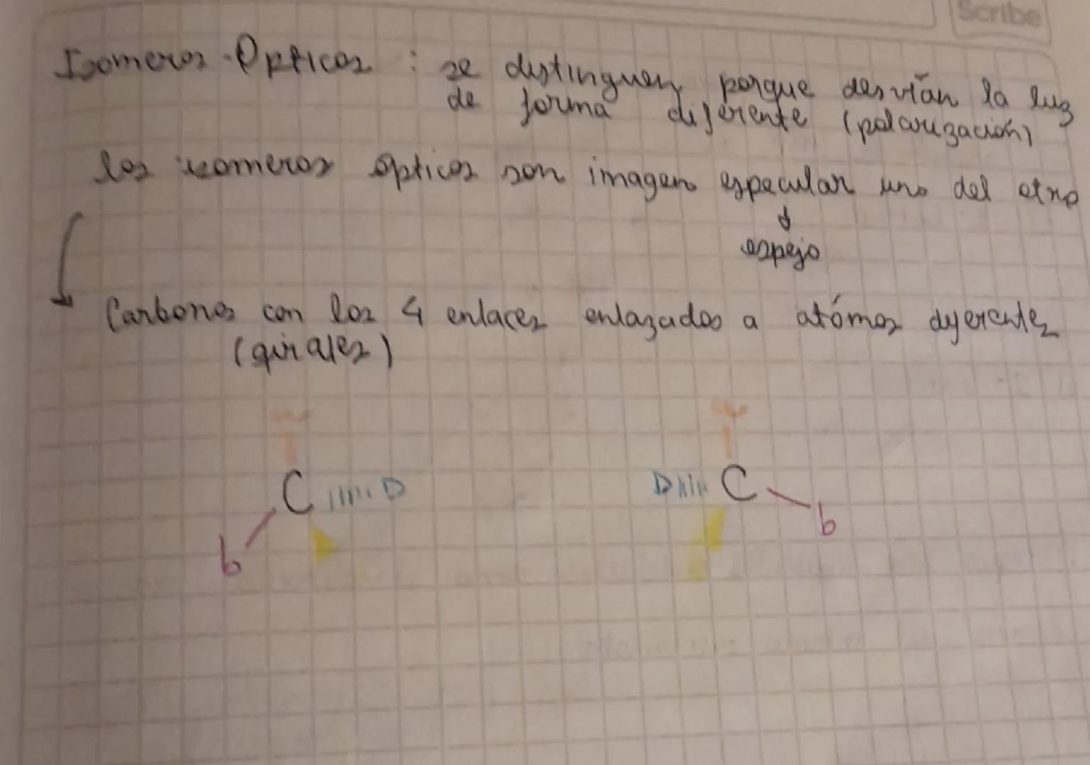 Scribe
# ISOMERIA
misma formula molecular, dyerente estructural
1) I Structurales la estructura principal cambia
a. De cadena: cadena princi