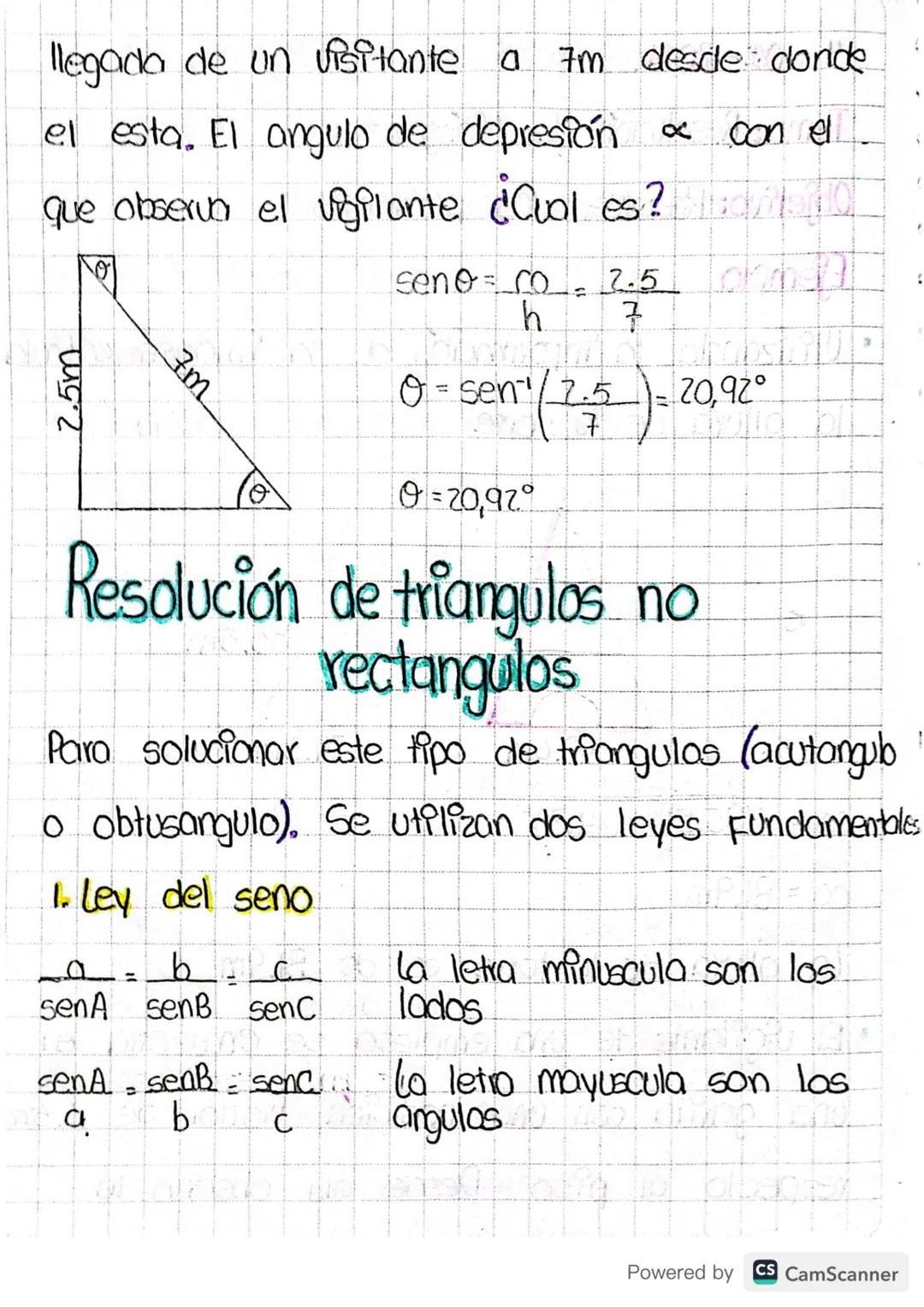 # Resolución de triangulos
rectangulos
Consiste en encontrar todos los lados y sUB
angulos internos.
Ejemplo
1. Cuando se conocen dos lados.