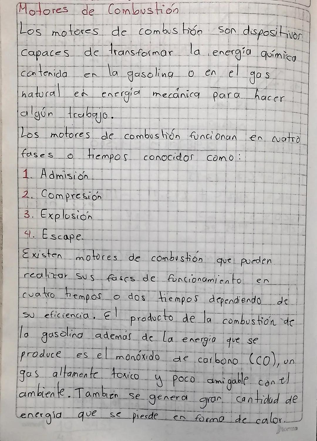 # Motores de Combustión

Los motores de combustión son dispositivos

Capaces de transformar la energía química.

Contenida en la gasolina o 