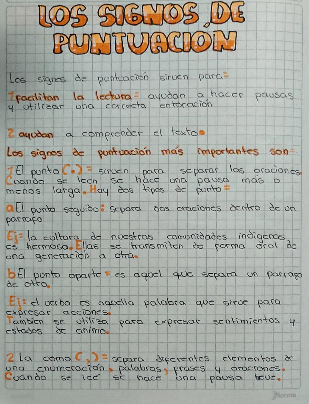 LOS SIGNOS DE
PUNTUACION
Los signos de puntuación sirven para=
7 Facilitan la lectura = ayudan
y utilizar
2 ayudan
ona
correcta
a hacer paus