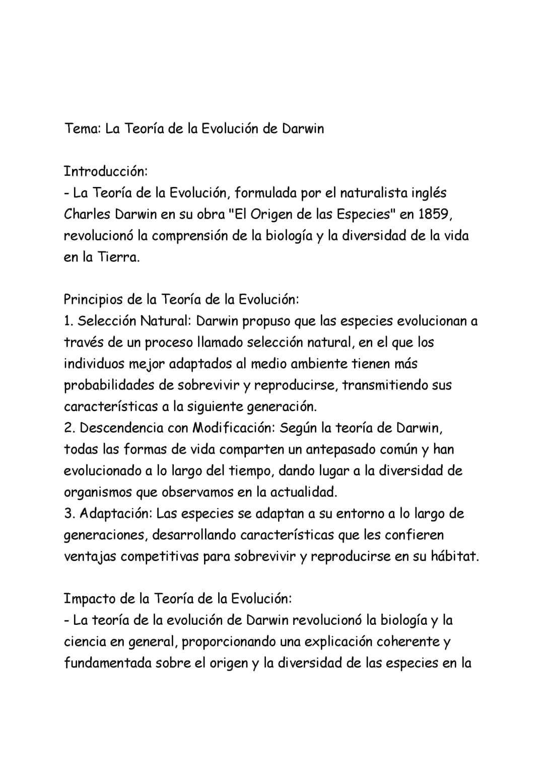  La Teoría de la Evolución de Darwin
