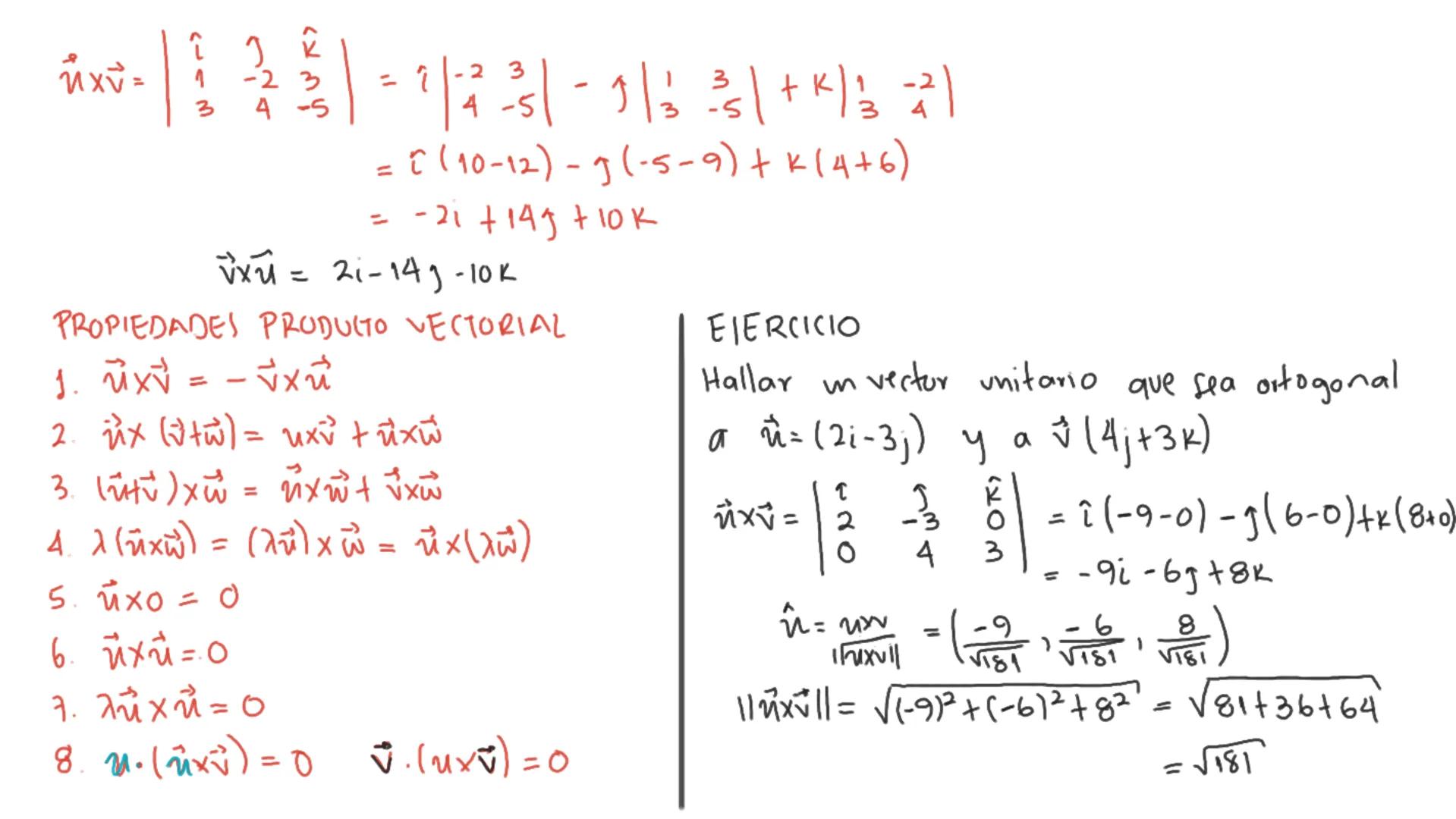 PROPIEDADES DEL PRODUCTO ESCALAR
1) येथे 20
2) ✔ ✔ - ✔ ✔
û ñ = 0 <= > ú = ō
y
3) · (vtw) = û · v + û · w
•
4) λ(ûv) = (λû). v = u. (λv)
5) |