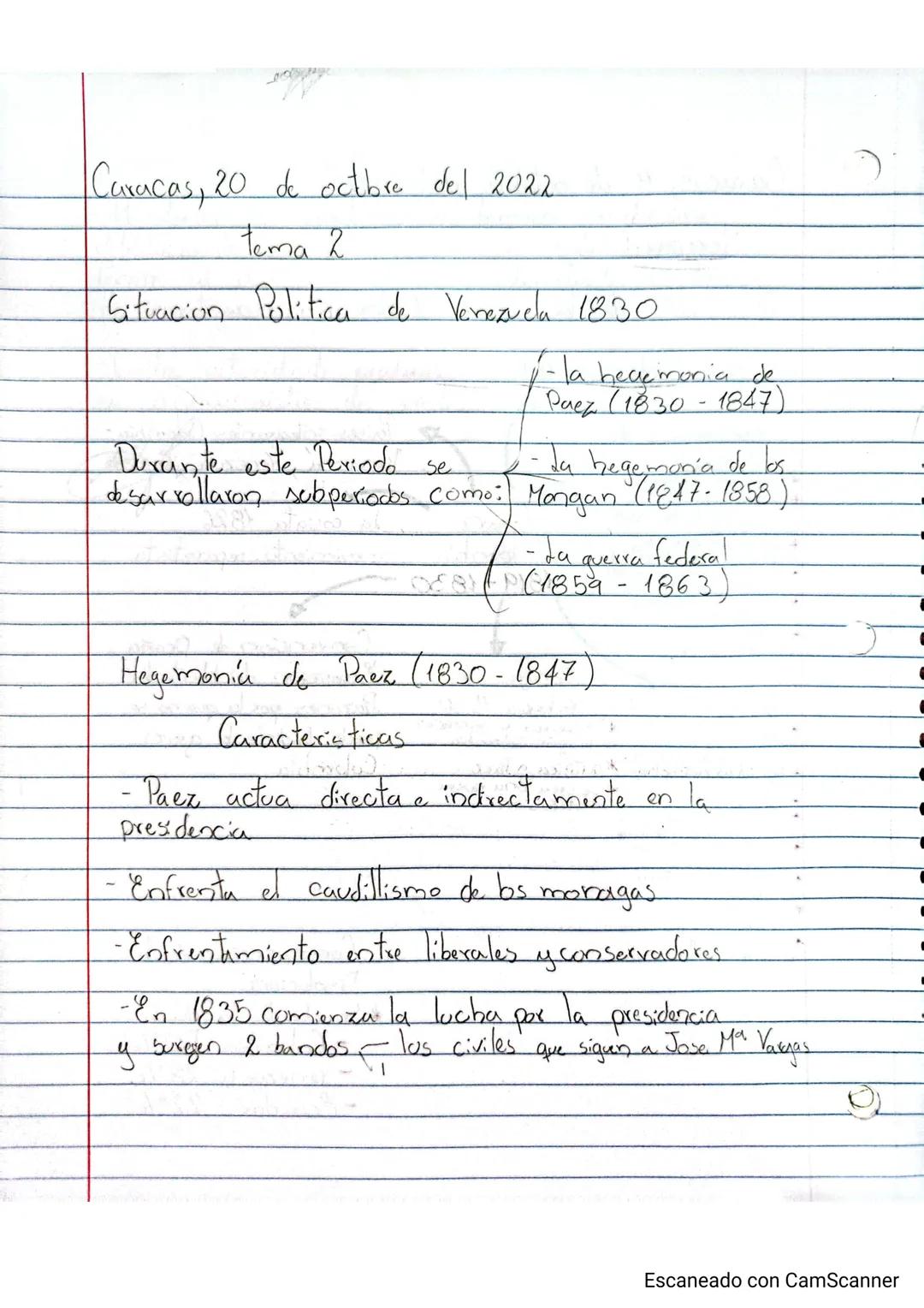 Caracas, 20 de octubre del 2022
Tema 2
Situacion Politica de Venezuela 1830
Durante este Periodo se
- la hegemonia de
Paez (1830-1847)
desar