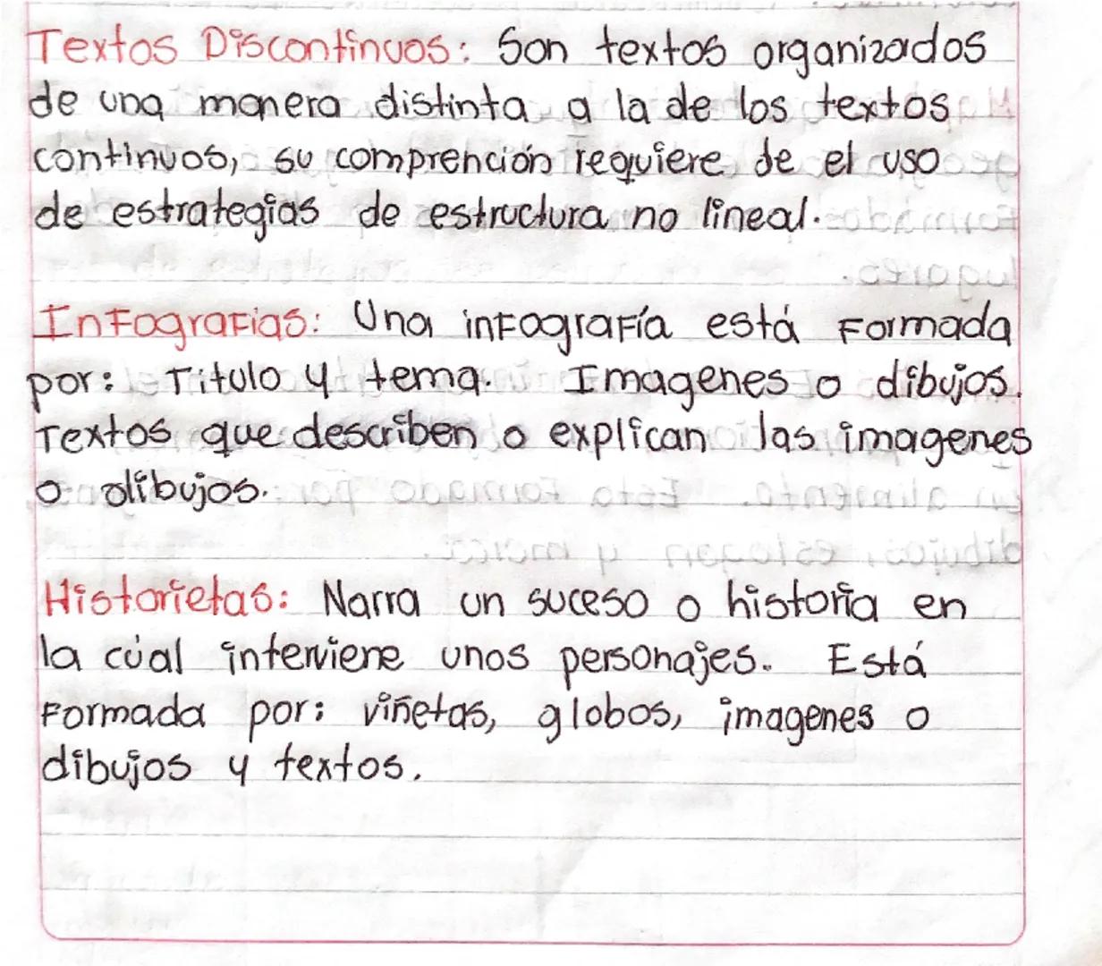 Textos Discontinuos: Son textos organizados
de una manera distinta a la de los textosc
continuos, su comprención requiere de el uso
de estra