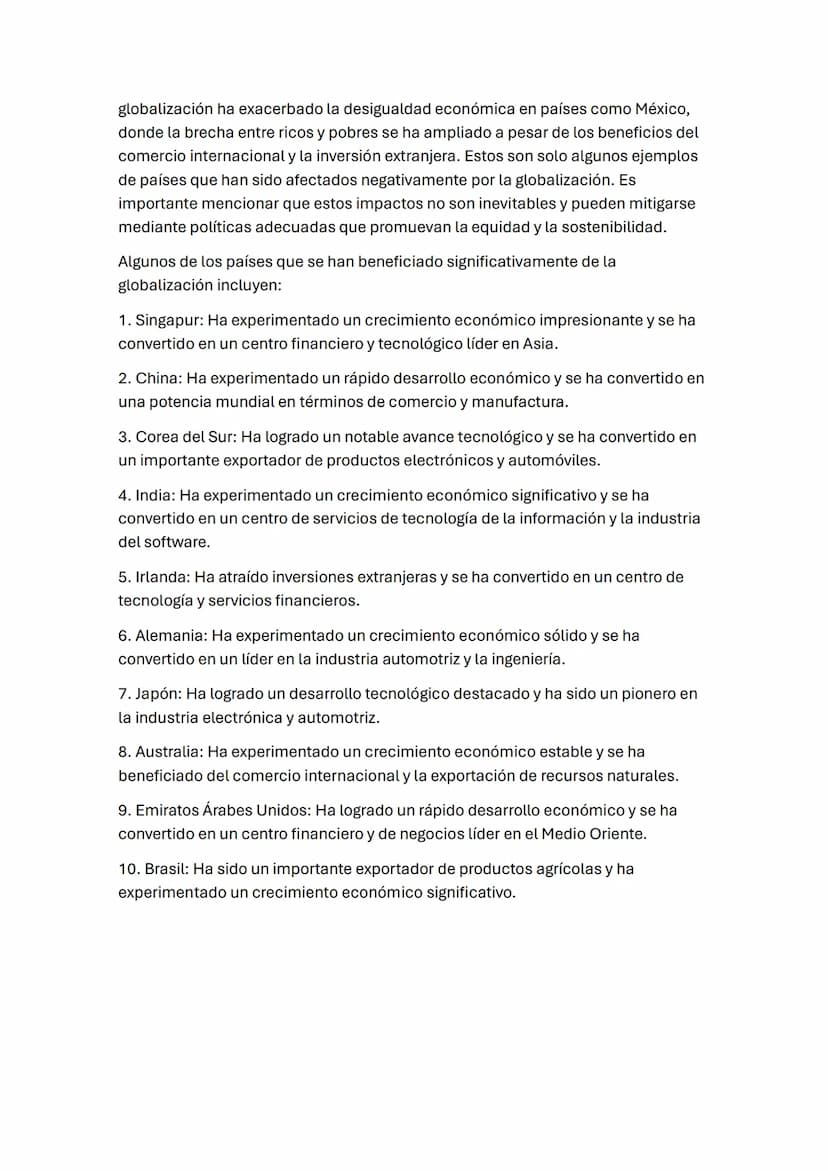 La globalización es un proceso complejo que abarca aspectos económicos,
tecnológicos, sociales y culturales. Consiste en la creciente comuni