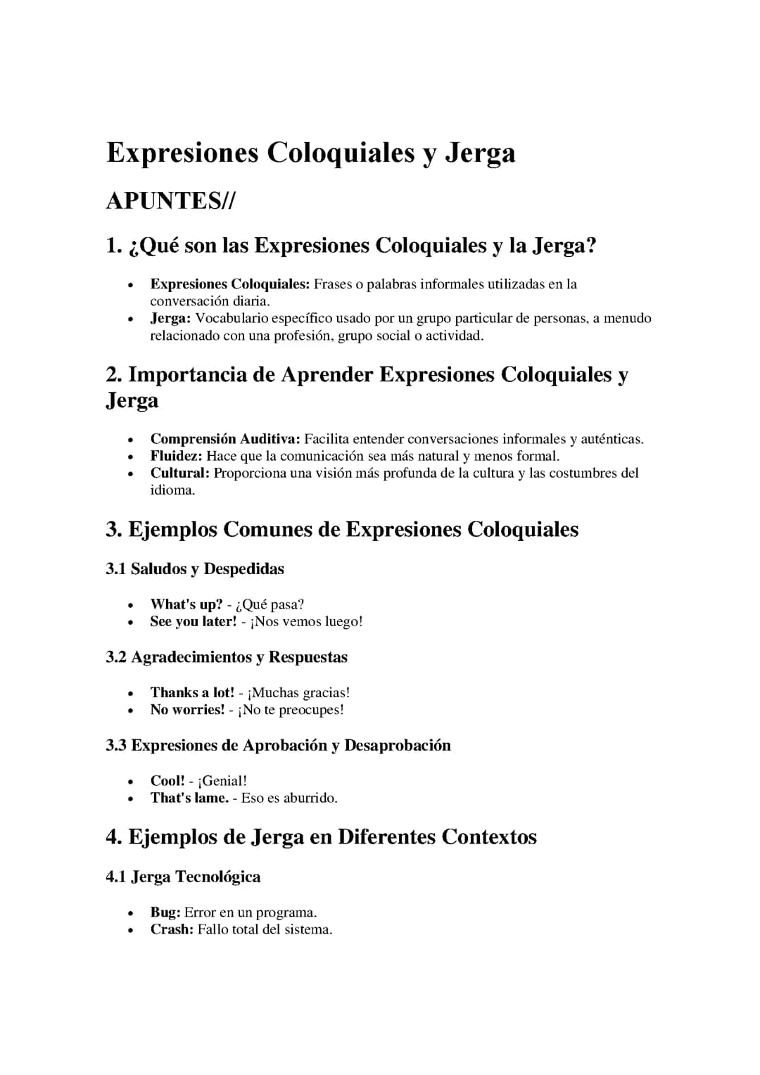 Expresiones Coloquiales y Jerga