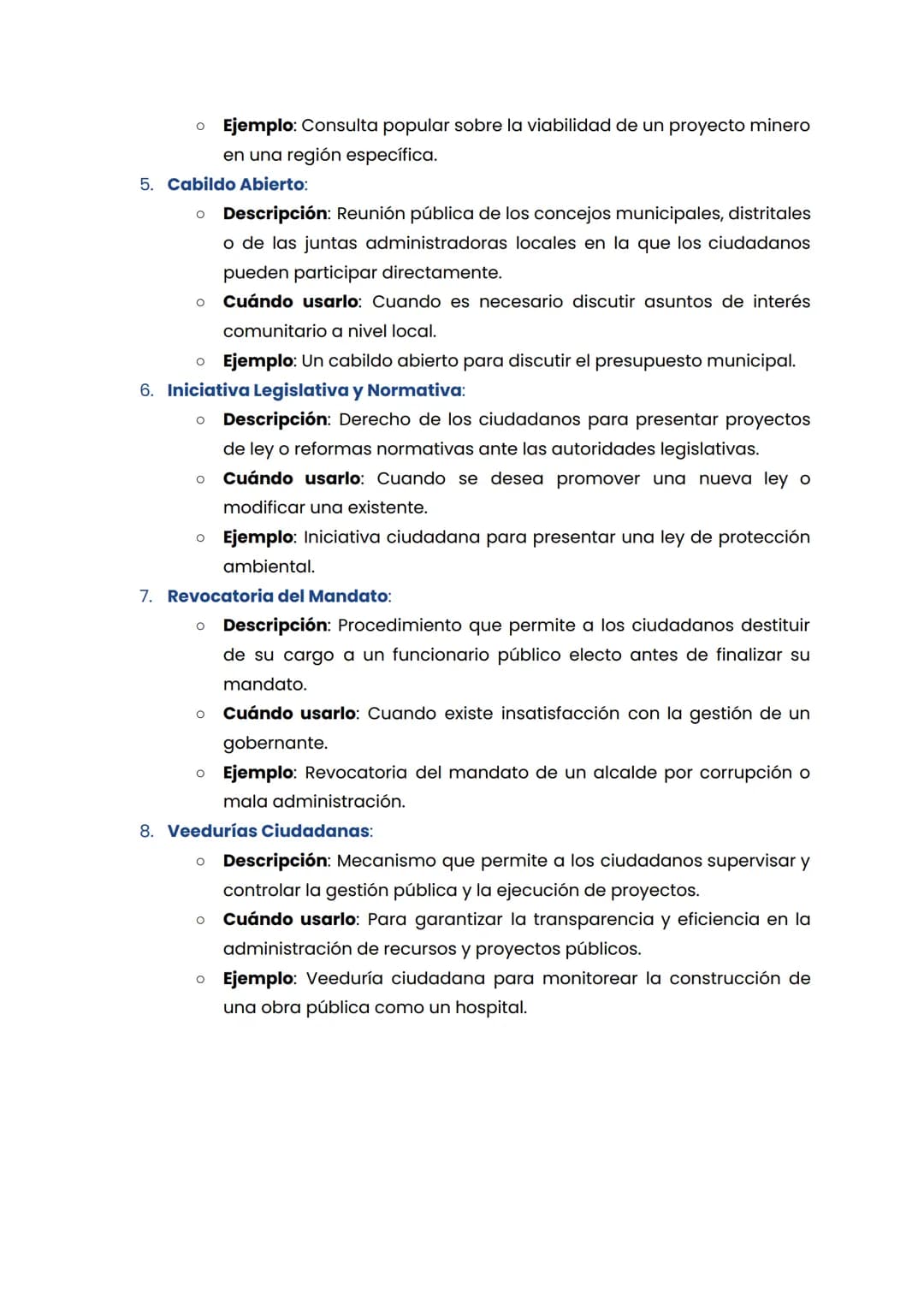 MECANISMOS DE PARTICIPACIÓN CIUDADANA
REPASO RAPIDO PARA EL ICFES
Mecanismos de Participación Ciudadana
1. Voto:
。 Descripción: El voto es e
