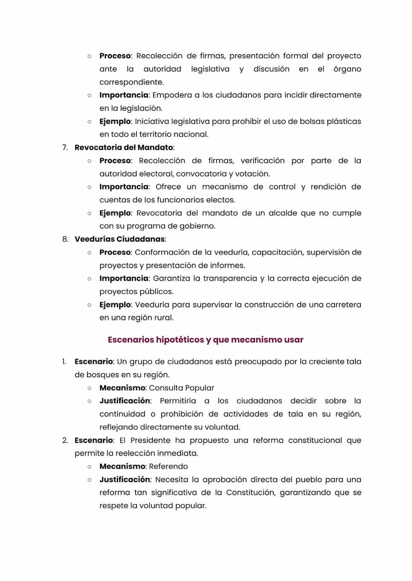 MECANISMOS DE PARTICIPACIÓN CIUDADANA
REPASO RAPIDO PARA EL ICFES
Mecanismos de Participación Ciudadana
1. Voto:
。 Descripción: El voto es e