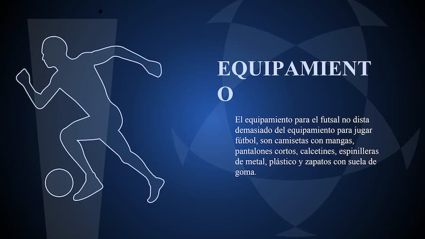 FUTBOL SALA
Laura Sofía Lasso Prada 1
¿QUE ES?
CONTENIDOS
2
HISTORIA
3
REGLAS
4
EQUIPAMIENTO CONTENIDOS
5
FUTSAL EN
COLOMBIA
6
PRE DEPORTIVO
