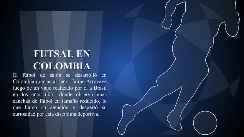 FUTBOL SALA
Laura Sofía Lasso Prada 1
¿QUE ES?
CONTENIDOS
2
HISTORIA
3
REGLAS
4
EQUIPAMIENTO CONTENIDOS
5
FUTSAL EN
COLOMBIA
6
PRE DEPORTIVO