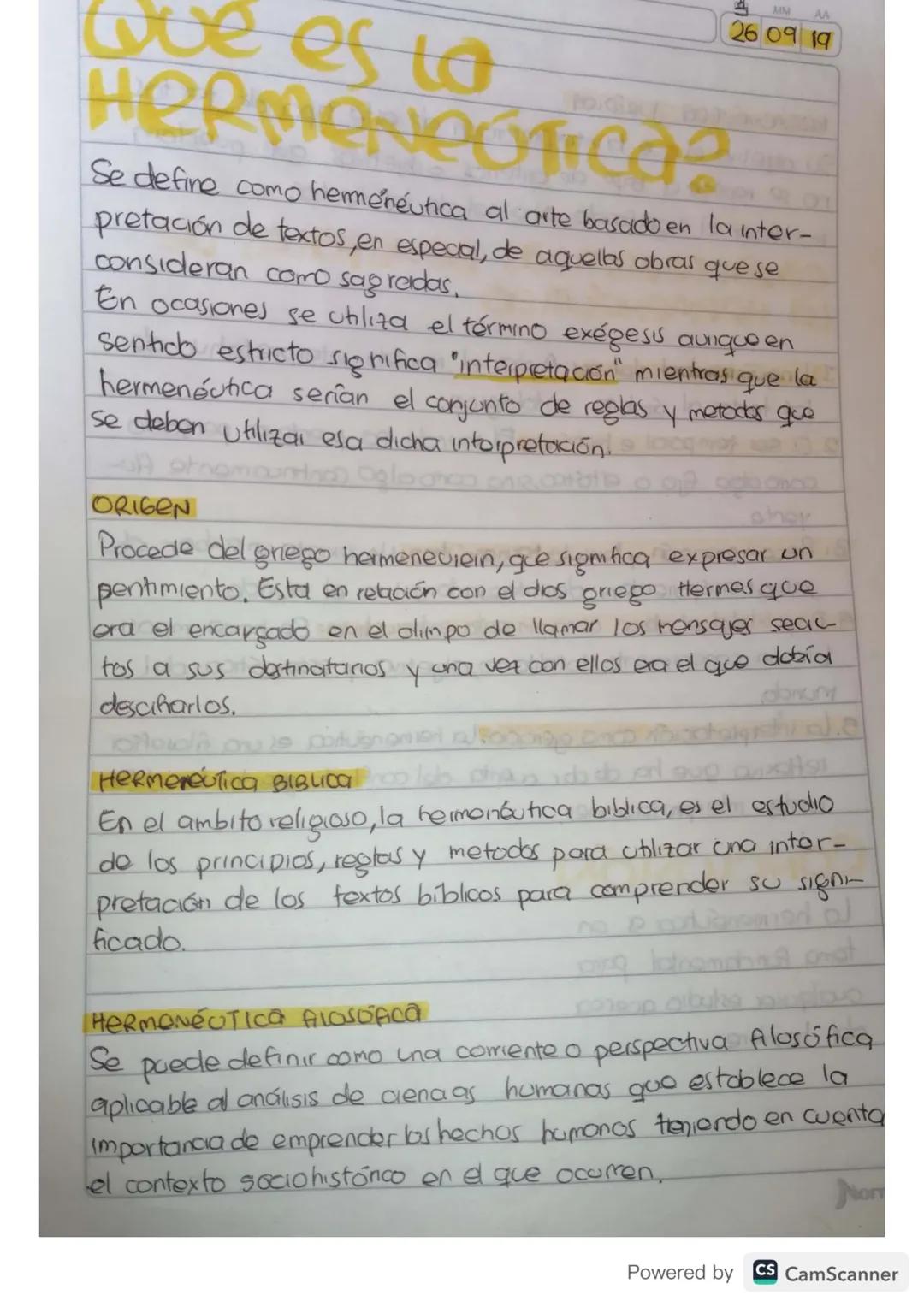 # Que es la
HORMONOOTICA?

MM
AA
26 09 19

Se defire como hermeneutica al arte basado en la inter-
pretación de textos, en especial, de aque