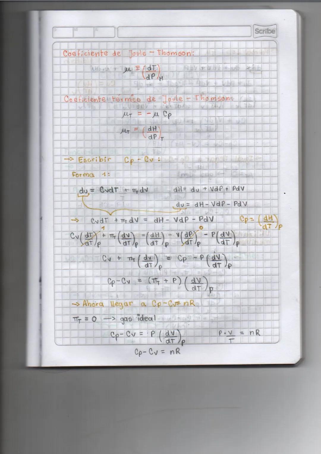 Scribe
# Energia:
→Se define como U a la energía interna:
Trabajo de libre expansión adiabático:
Jadi abático?: no se pierde ni se gana calo