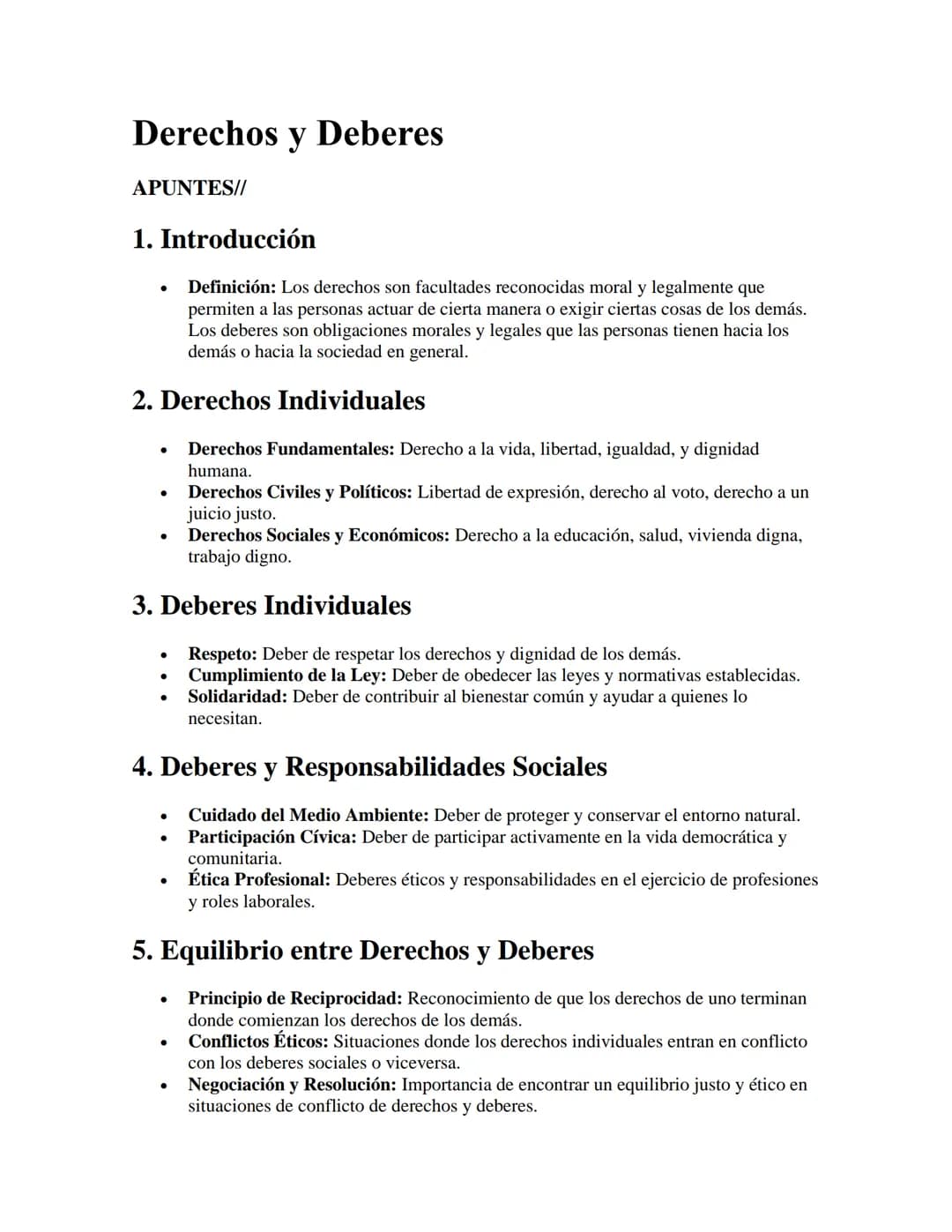 Derechos y
APUNTES//
1. Introducción
•
Deberes
Definición: Los derechos son facultades reconocidas moral y legalmente que
permiten a las per