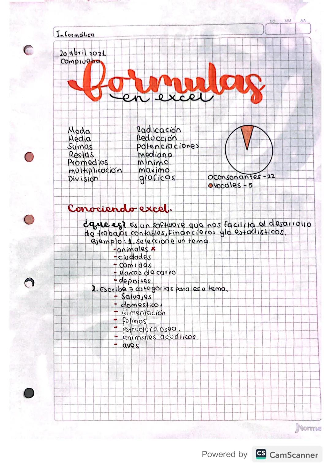 Fórmulas en Excel 