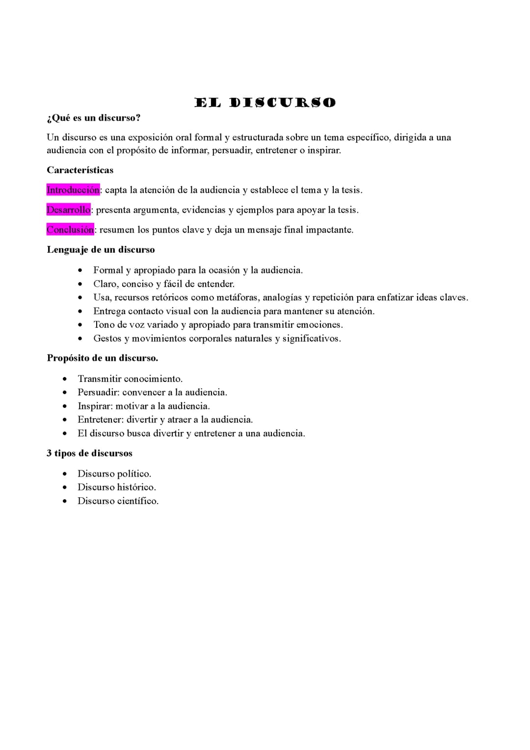 el discurso