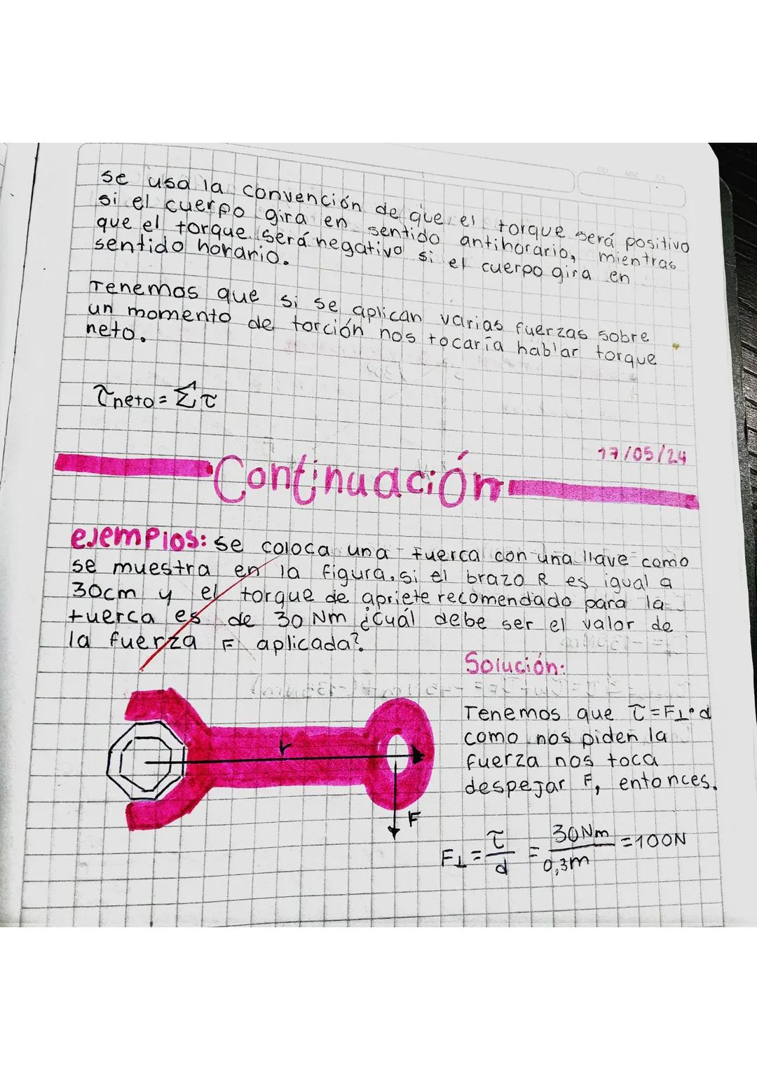 76
03 25
♡
B
torque
La capacidad de una fuerza
objeto se define como torque.
de hacer girar un
Torque es la capacidad de giro que tiene una
