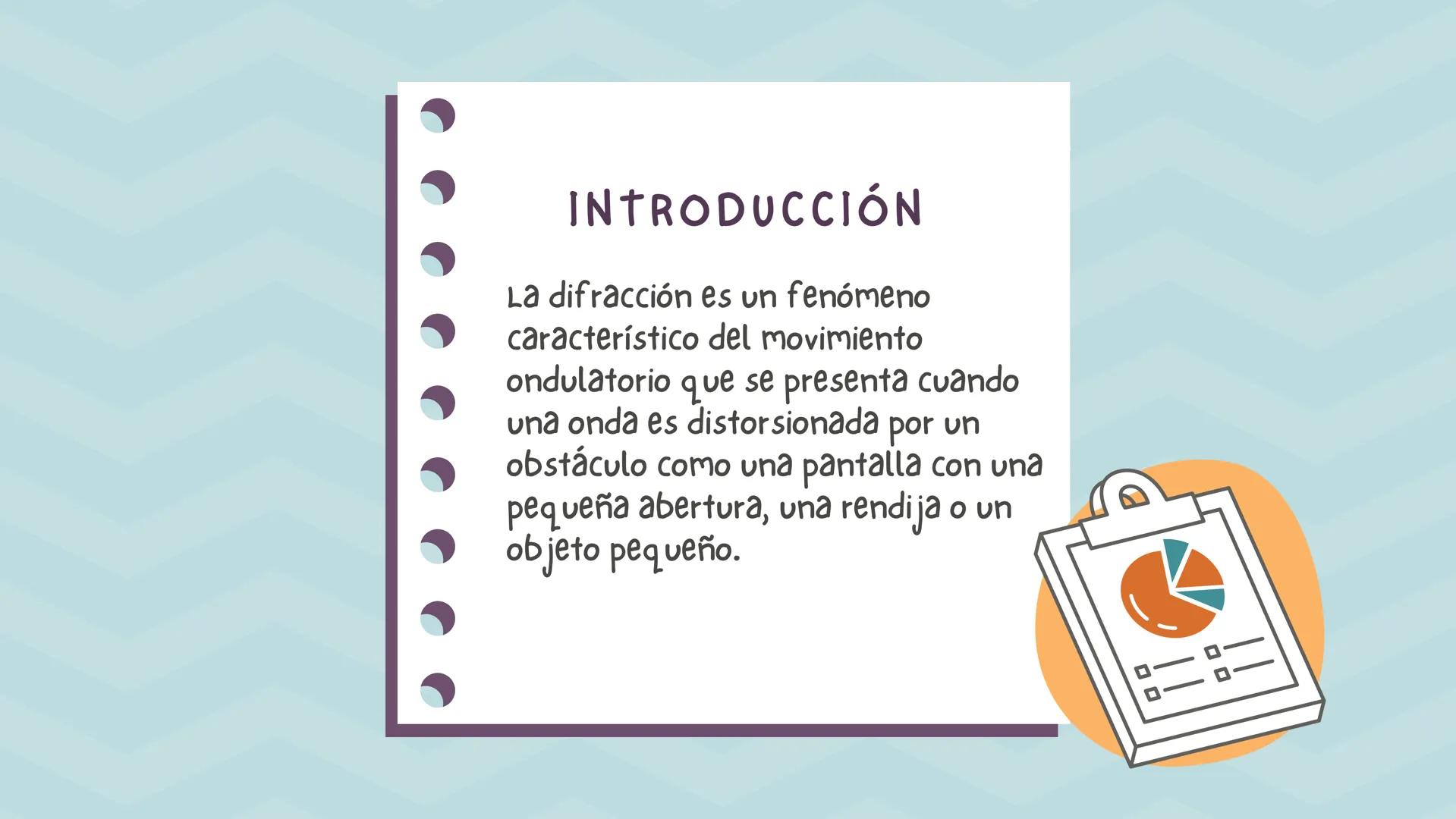 tabla de
contenido
1. Introducción
2. Justificación
3. objetivo
4. Difracción de la luz
5. Ejemplos y aplicaciones
6. Conclusión
7. Bibliogr