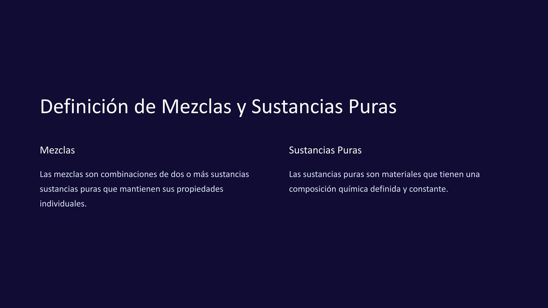 Clasificación de la
Materia: Mezclas y
Sustancias Puras
La materia se clasifica en mezclas y sustancias puras, las
puras, las cuales pueden 