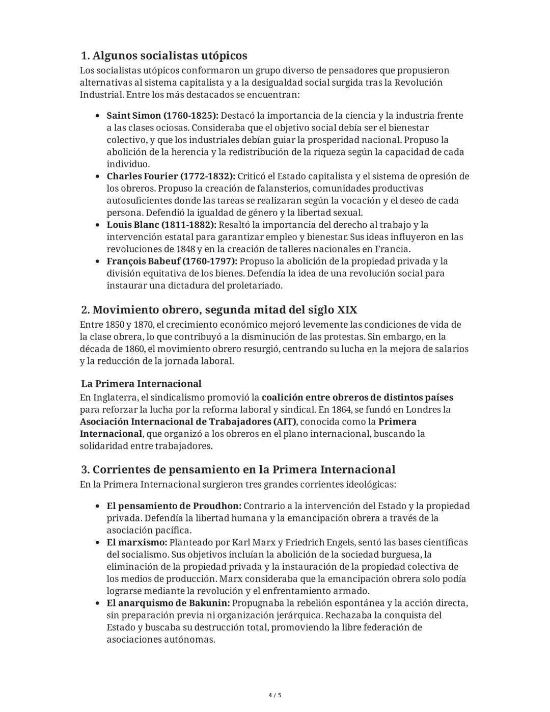 Resumen Extenso: Socialismo Utópico, Movimiento Obrero y la
Comuna de París
1. Algunos socialistas utópicos
Los socialistas utópicos conform