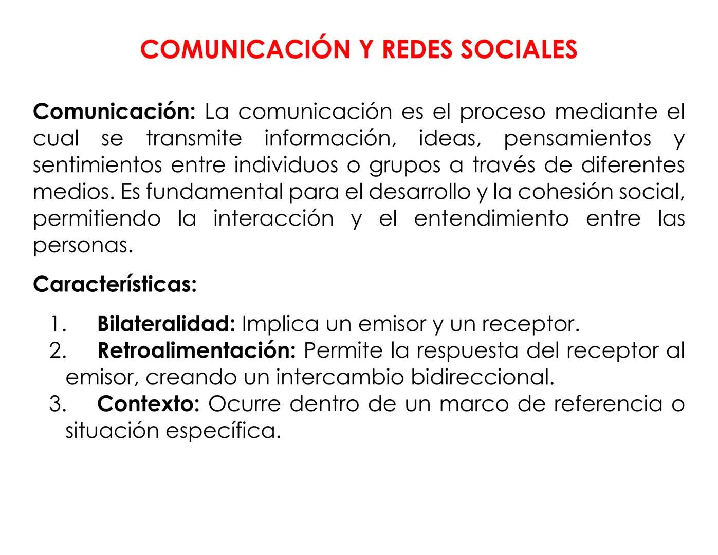 # COMUNICACIÓN Y REDES SOCIALES

Comunicación: La comunicación es el proceso mediante el
cual se transmite información, ideas, pensamientos 