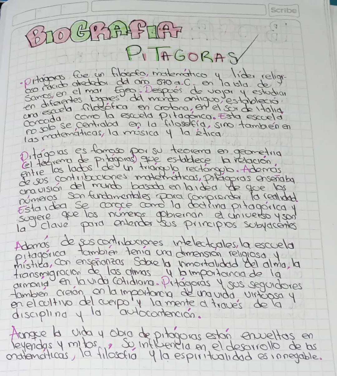 Scribe
BIOGRAFLA
JAVES
Tales es conocido por sus contribuciones tanto en el
Campo de la filosofic Como en las Clencias naturales
Se le atrib