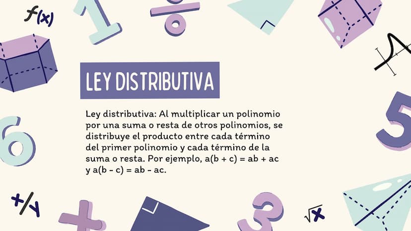 f(x)
+/
PROPIEDADES DE LAS
OPERACIONES CON
POLINOMIOS
√x
5 f(x)
BIENVENIDOS
¡Adentrémonos en el maravilloso mundo de
las Matemáticas! LEY
CO
