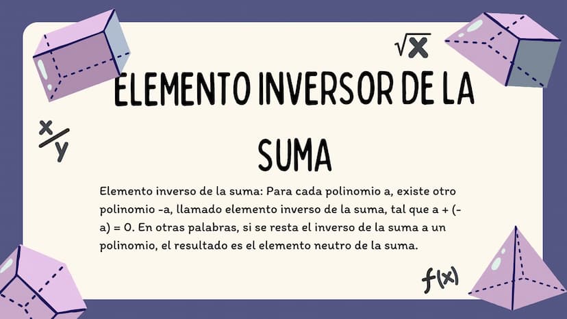 f(x)
+/
PROPIEDADES DE LAS
OPERACIONES CON
POLINOMIOS
√x
5 f(x)
BIENVENIDOS
¡Adentrémonos en el maravilloso mundo de
las Matemáticas! LEY
CO