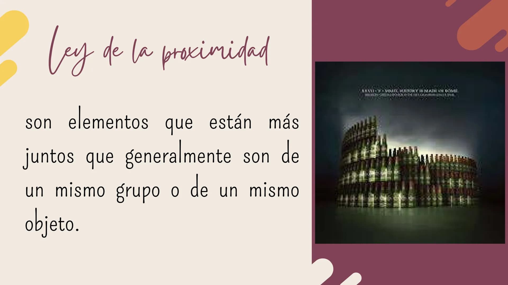 Ley de la gestatt
by
Son reglas que nos explican el
origen de las percepciones a
través de los sentidos.
PROXIMIDAD
SEMEJANZA
DIRECCIÓN
COMÚ