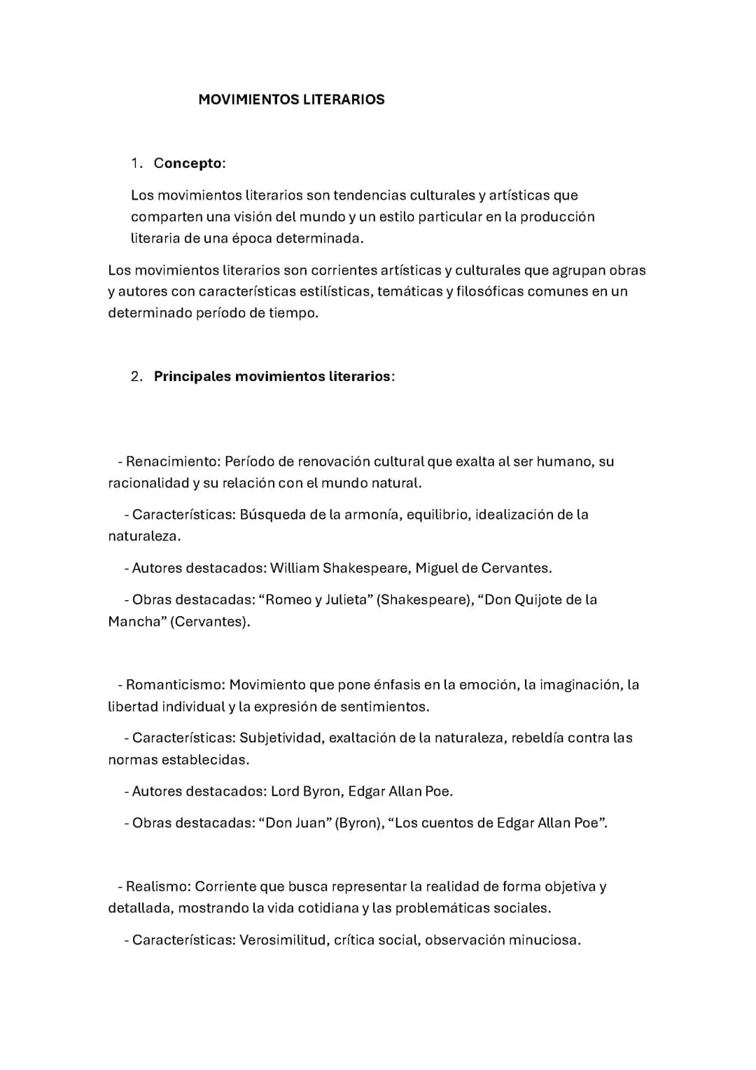 Movimientos literarios 