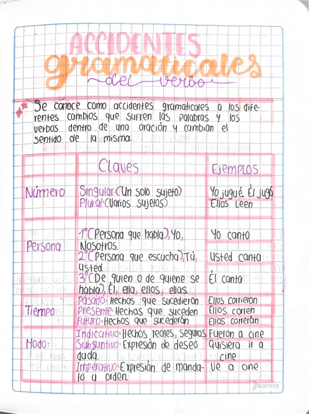 ACCIDENTES
gramaticales
Se conoce como accidentes gramaticales a los dife-
rentes cambios que sufren las palabras y los
verbos dentro de una