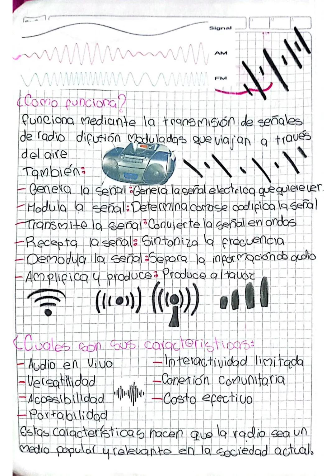 # La radio

La radio es un medio de comunicaci
on que transmite informarción,
música, programas de entretenien
to y noticias. Es una forma p