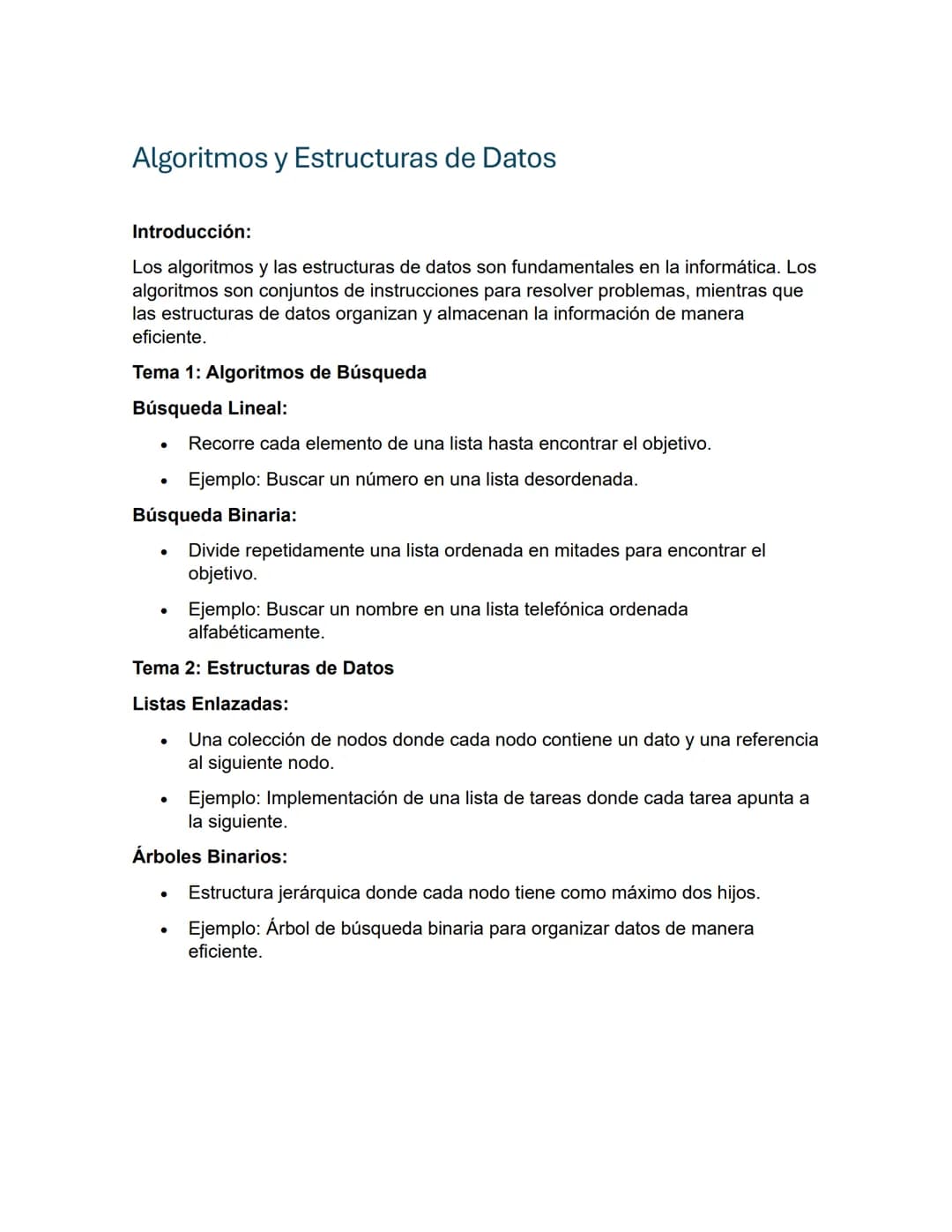 Algoritmos y Estructuras de Datos
Introducción:
Los algoritmos y las estructuras de datos son fundamentales en la informática. Los
algoritmo
