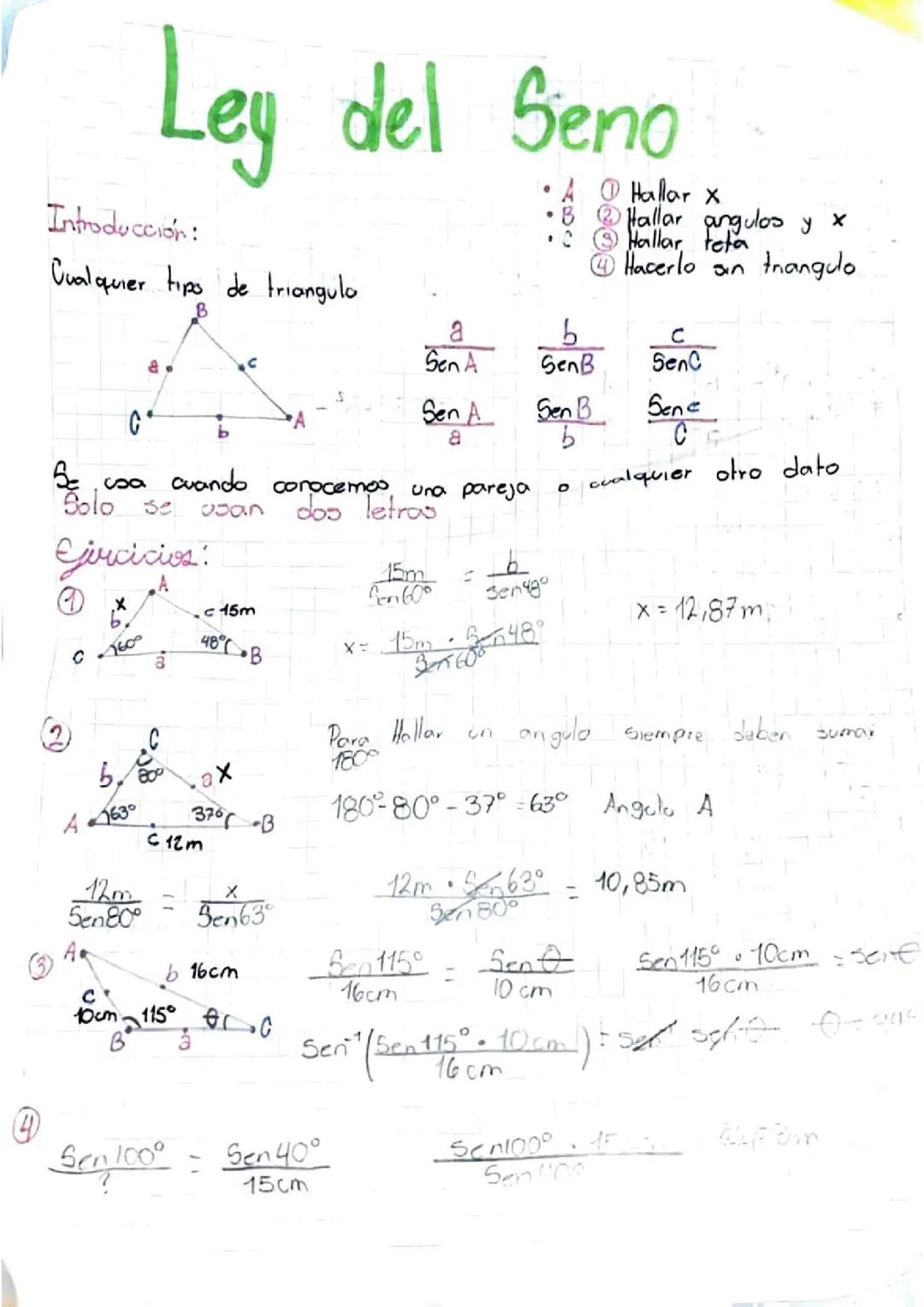 Ley del seno y coseno