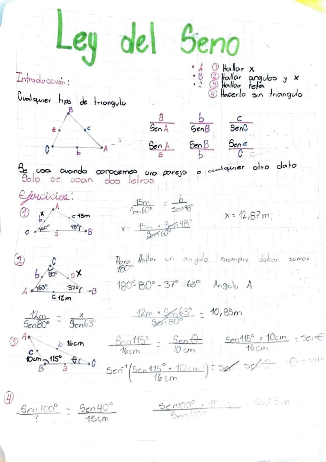 Ley
Introducción:
del Seno
Cualquier tips de triangulo
a
B
b
0000
Hallar X
Hallar angulos y
Hallar teta
x
Hacerlo sin thangulo
a
Sen A
Sen B