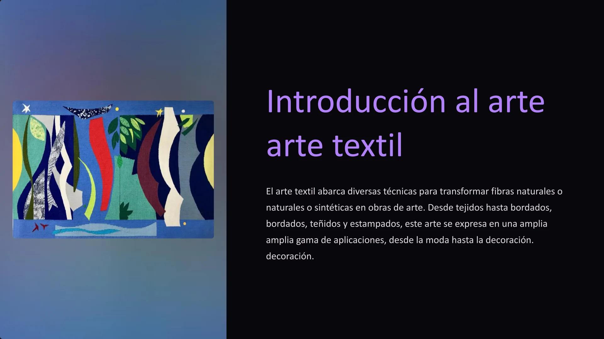 Introducción al arte
arte textil
El arte textil abarca diversas técnicas para transformar fibras naturales o
naturales o sintéticas en obras