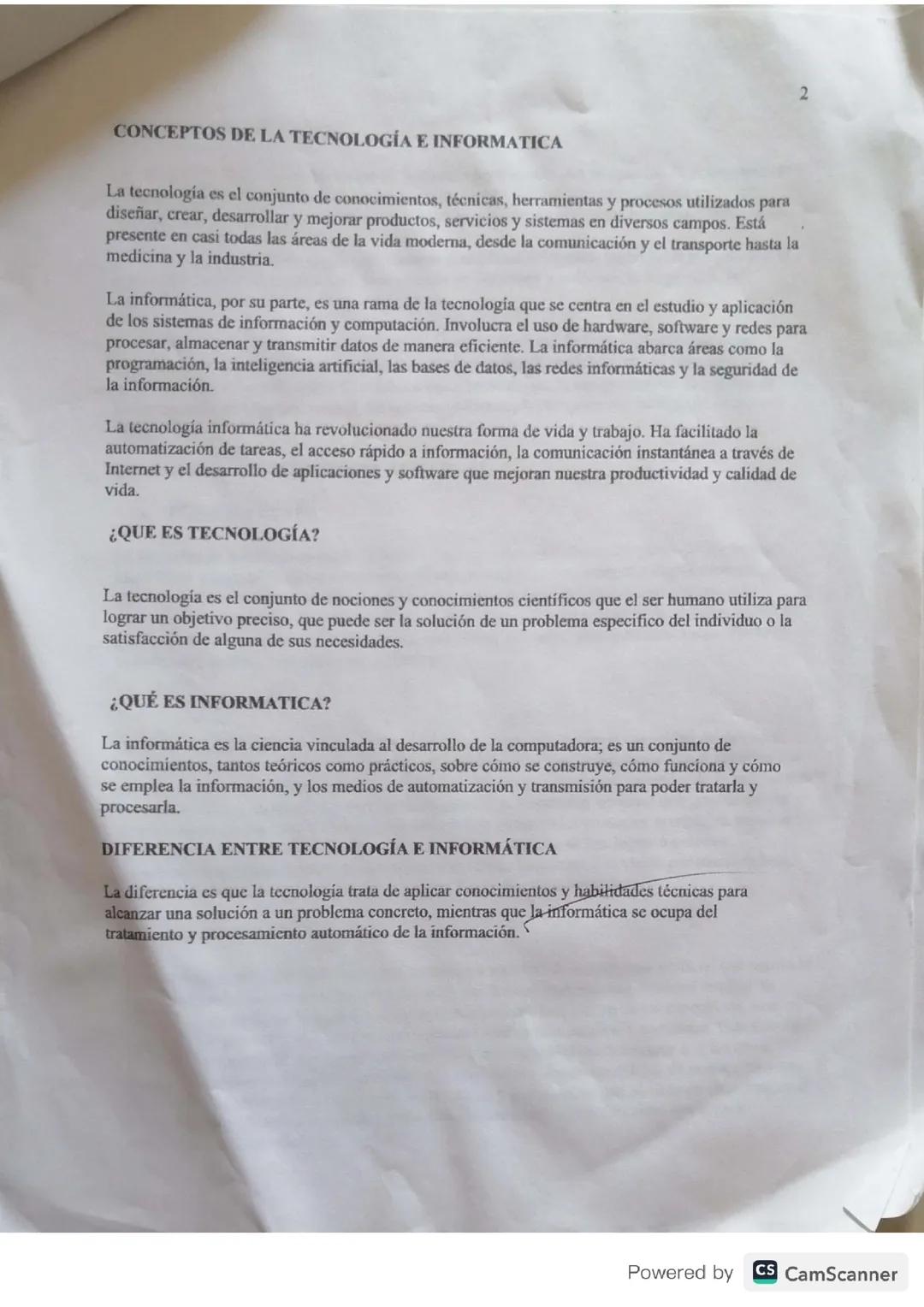 Conceptos de la tecnología e informática 