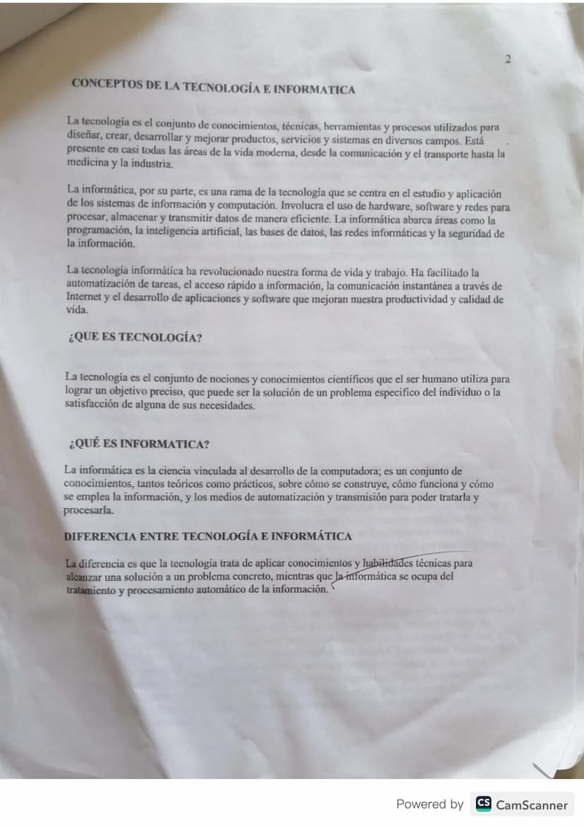 CONCEPTOS DE LA TECNOLOGÍA E INFORMATICA
La tecnología es el conjunto de conocimientos, técnicas, herramientas y procesos utilizados para
di